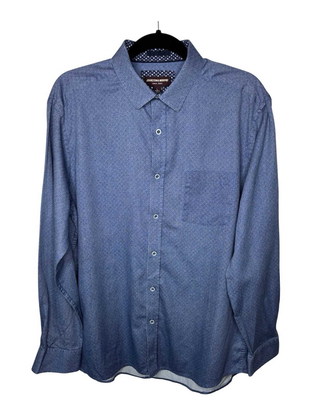 Johnston & Murphy Men’s L Blue Micro Print Cotton Button Down Shirt